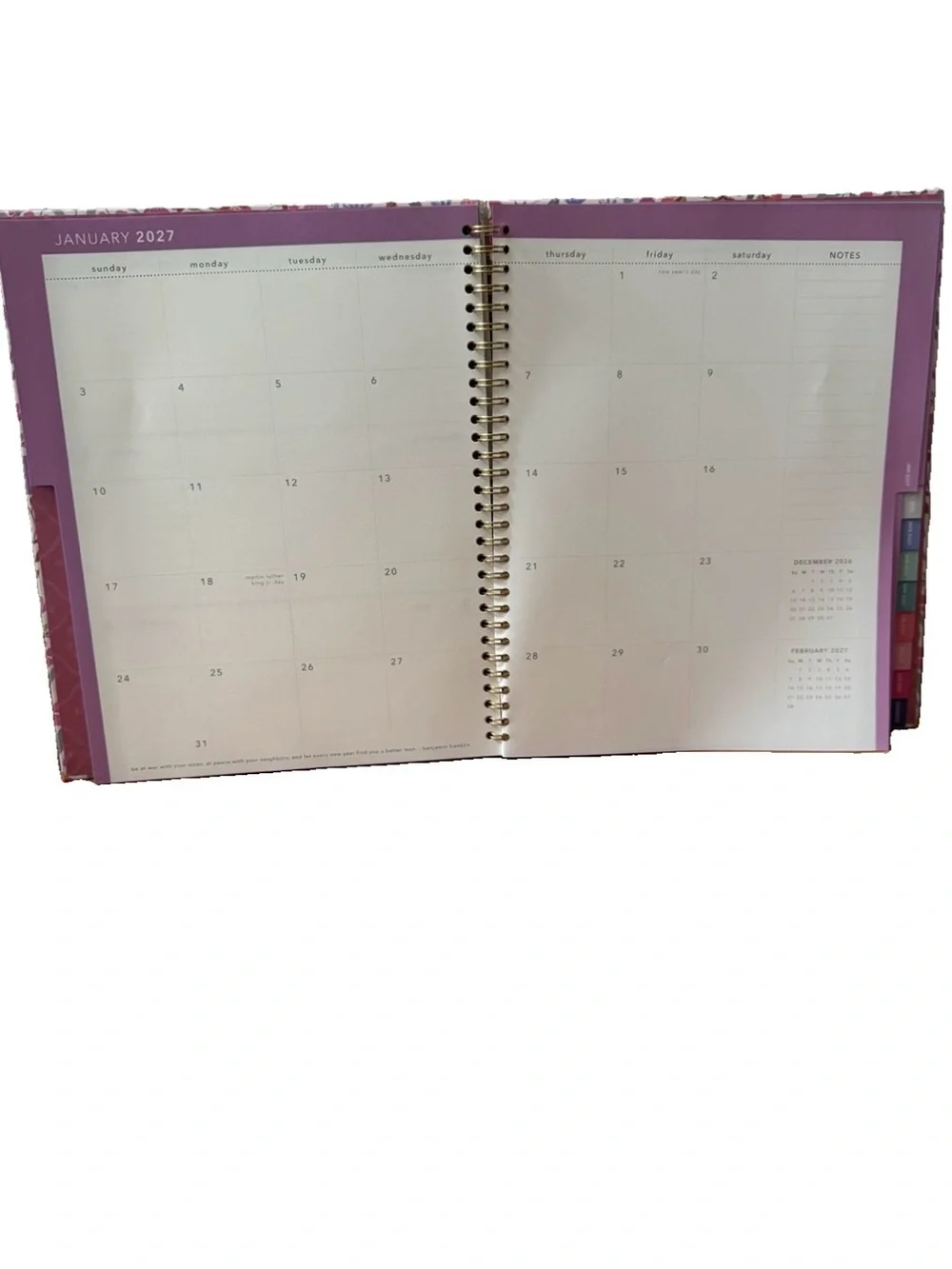 Clementine Paper inc. 12 month Large Size Planner 11x9”Pink Floral 2026-2027